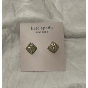 Kate Spade Gold Plated Square Stud Earrings Opal Iridescent Glitter K7638 New